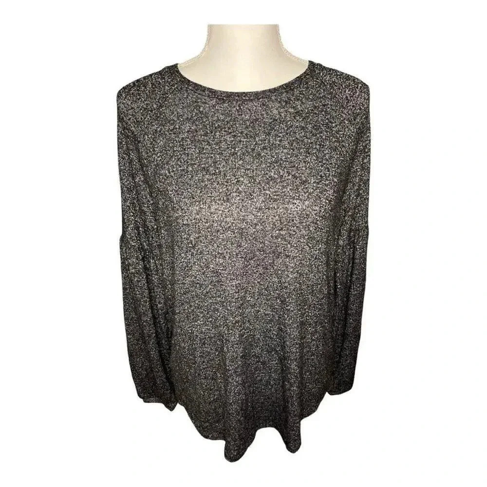 OLD NAVY Womens Long Sleeve Speckled Knit Sweater Top Charcoal Gray Size Medium